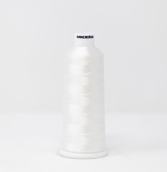 Madeira Burmilon 200 white polyester bobbin embroidery thread cone for machine embroidery